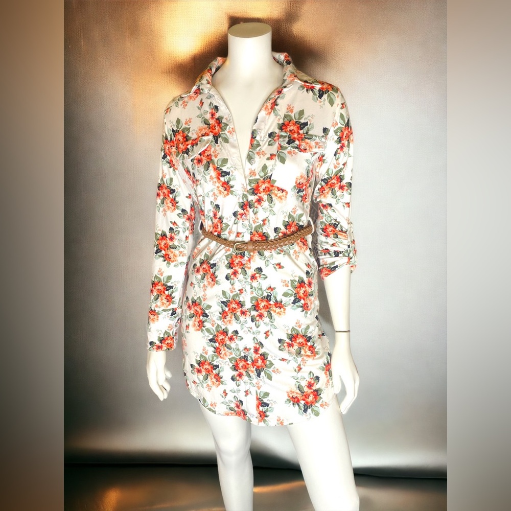 Ultra flirt button up floral mini dress small